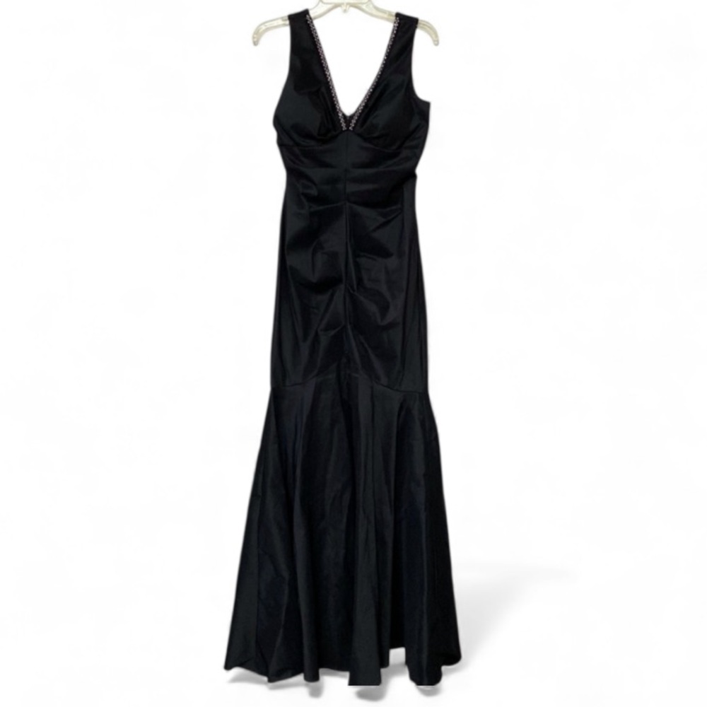 NV Couture Ruched‎ Mermaid Evening Black Gown Size 8